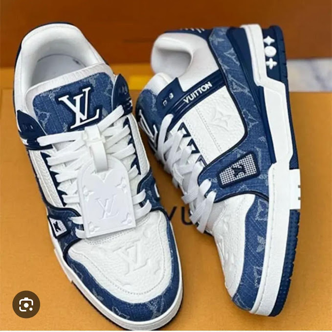 Louis Vuitton LV Trainer Sneaker - Blue Denim Monogram & White Leather